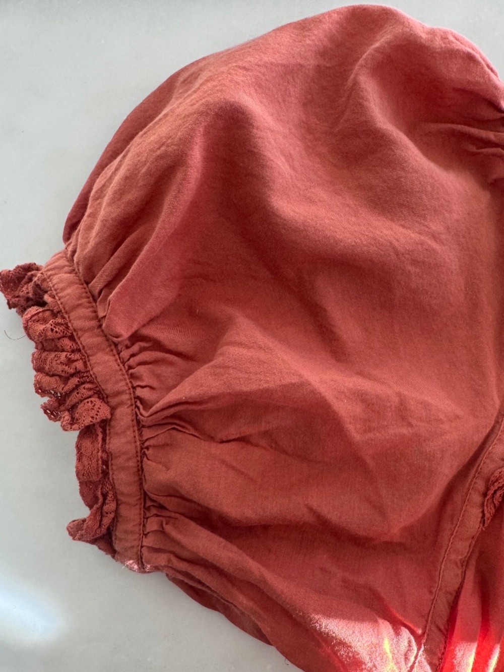 Doen Rust Peasant Blouse with Lace Trim - Women's Top - Picture 5 of 6